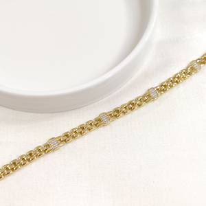 XUPING TAŞ DETAY İNCE KORDON BİLEKLİK GOLD 17+2 CM