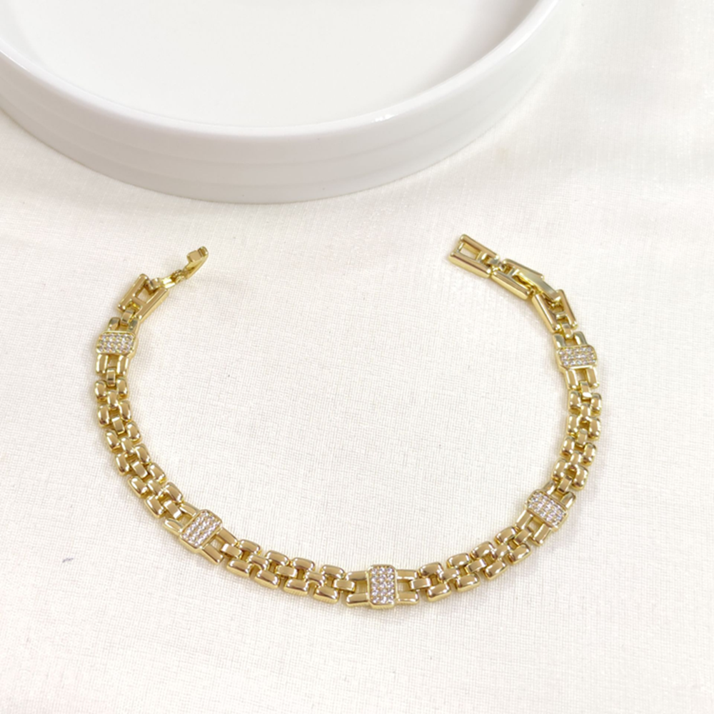 XUPING TAŞ DETAY İNCE KORDON BİLEKLİK GOLD 17+2 CM