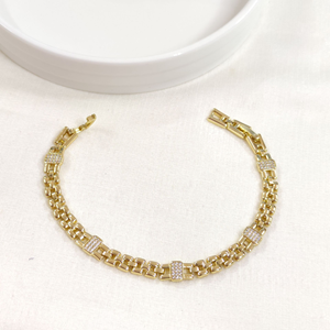 XUPING TAŞ DETAY İNCE KORDON BİLEKLİK GOLD 17+2 CM