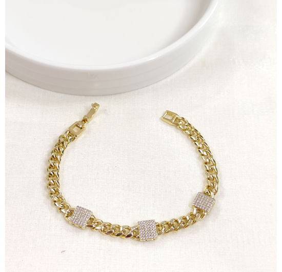 XUPING TAŞ DETAY GURMET ZİNCİR BİLEKLİK GOLD 17 CM