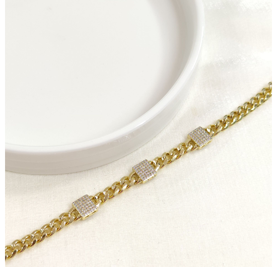 XUPING TAŞ DETAY GURMET ZİNCİR BİLEKLİK GOLD 17 CM