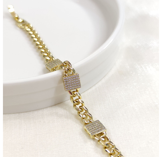 XUPING TAŞ DETAY GURMET ZİNCİR BİLEKLİK GOLD 17 CM