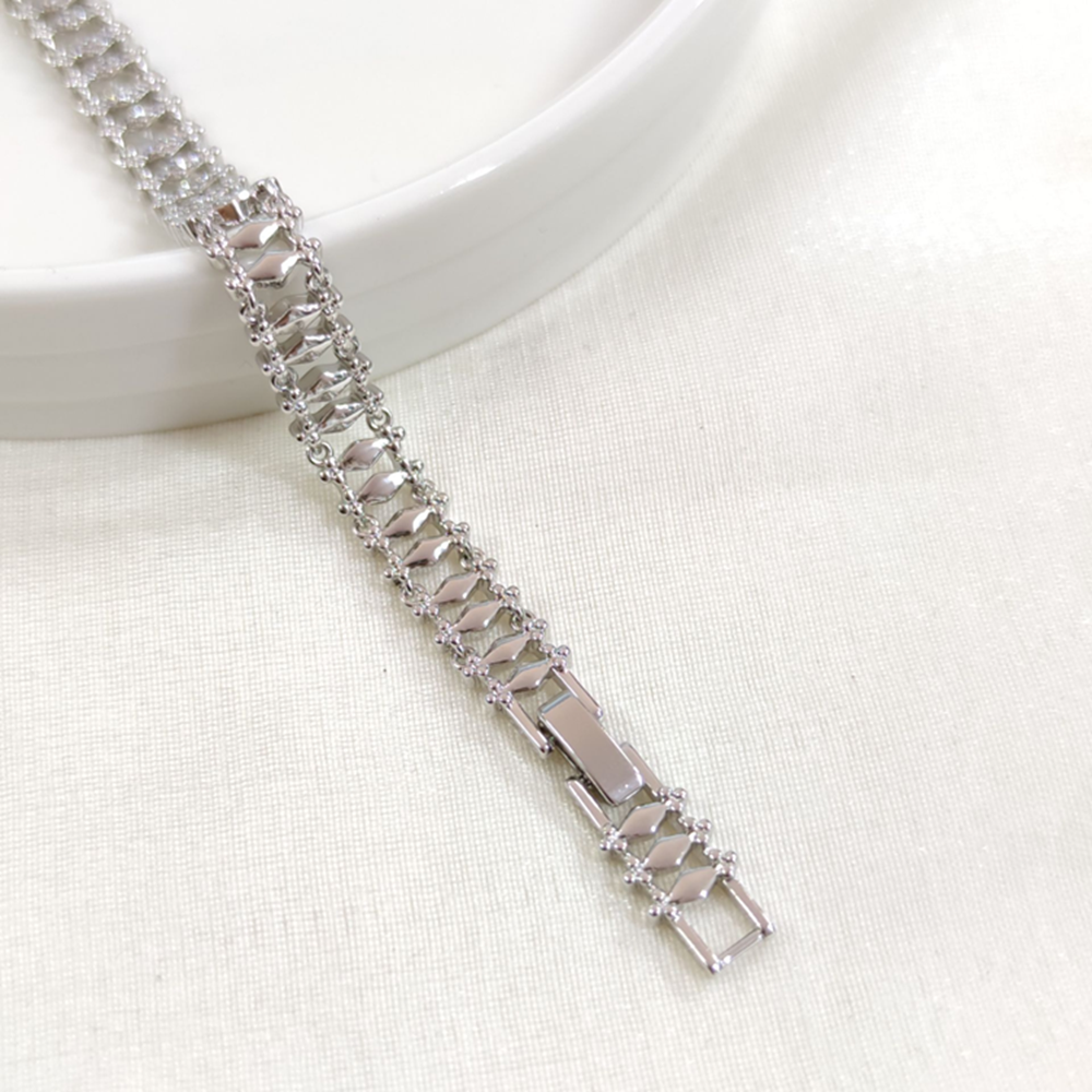 XUPING TAŞ DETAYLI BİLEKLİK GOLD 17+2 CM - RODYUM BEYAZ