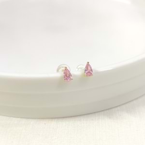 İTHAL 5 MM SOFT PEMBE DAMLA TAŞ GÜMÜŞ ÇİVİ KÜPE