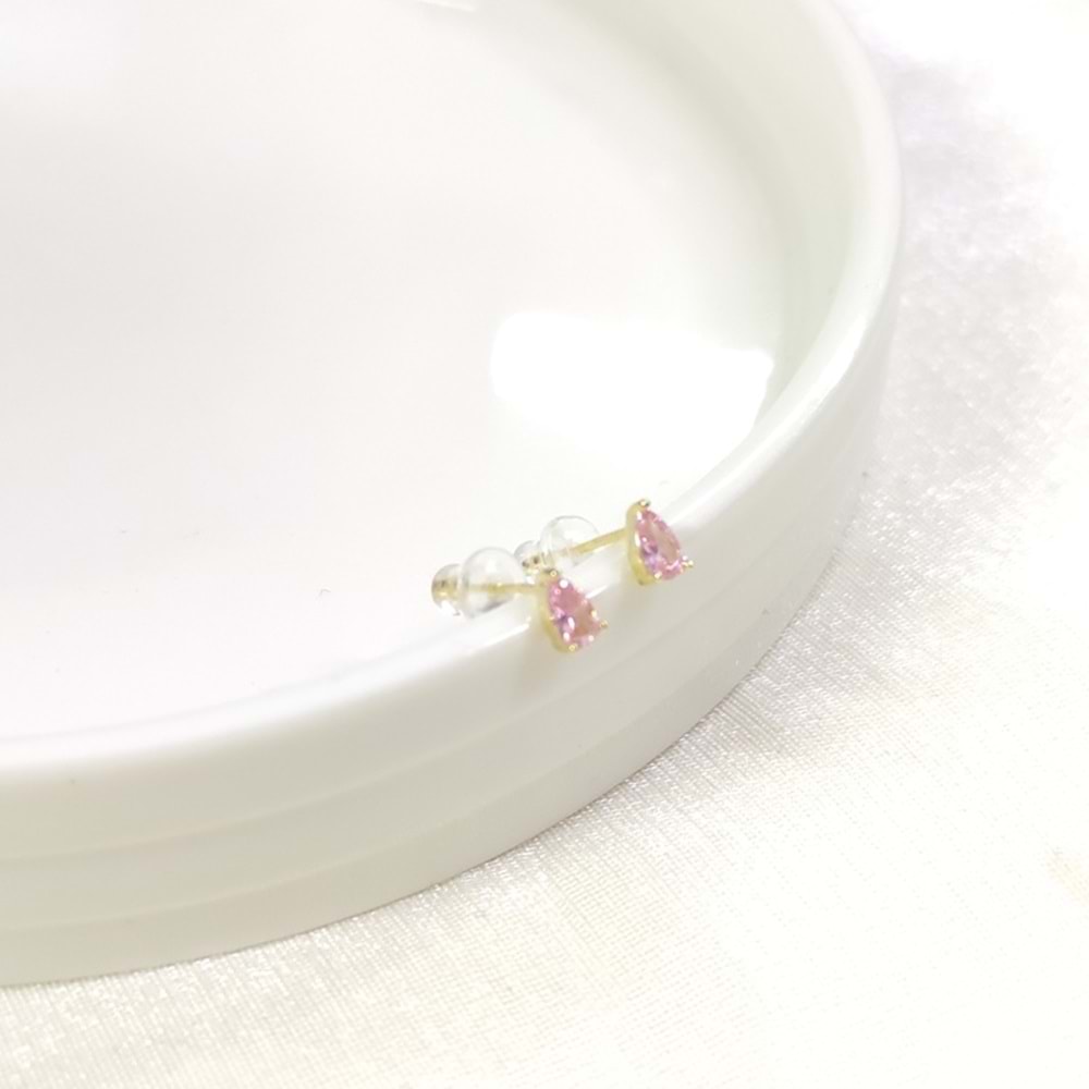 İTHAL 5 MM SOFT PEMBE DAMLA TAŞ GÜMÜŞ ÇİVİ KÜPE