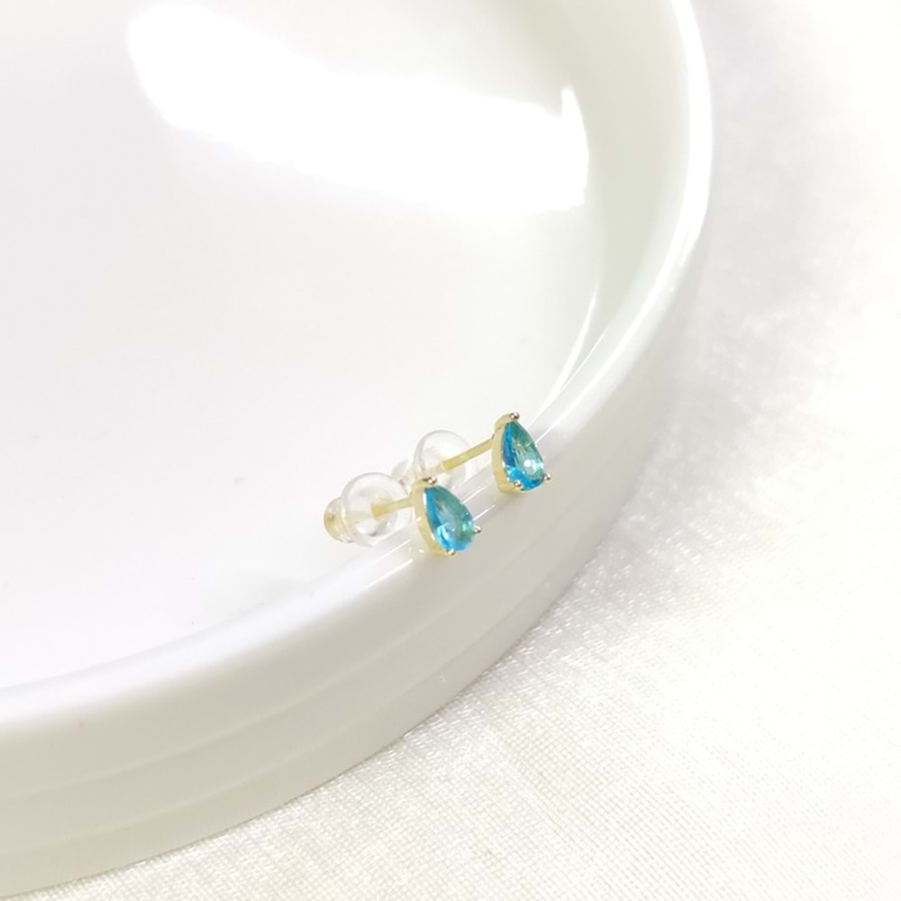 İTHAL 5 MM SOFT MAVİ DAMLA TAŞ GÜMÜŞ ÇİVİ KÜPE