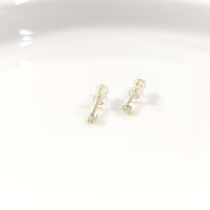 İTHAL 2 MM TEK TAŞ GÜMÜŞ ÇİVİ KÜPE - ALTIN SARI