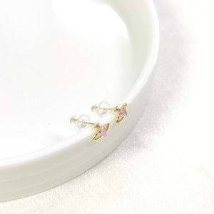 İTHAL 8 MM GEZEGEN PEMBE KALP GÜMÜŞ ÇİVİ KÜPE