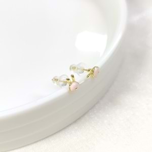 İTHAL 5 MM PEMBE MİNELİ TAVŞAN GÜMÜŞ ÇİVİ KÜPE