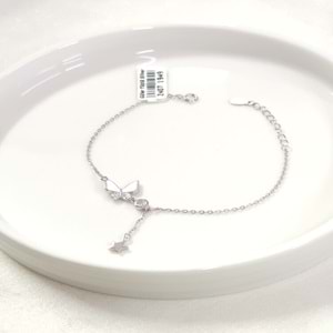 İTHAL BEYAZ MİNELİ KELEBEK GÜMÜŞ BİLEKLİK