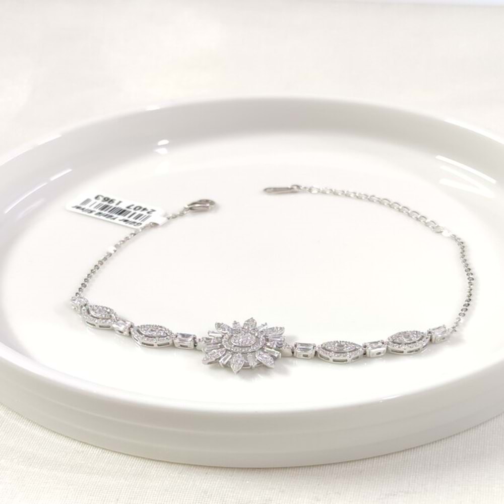 İTHAL GÜNEŞ DETAYLI TAŞLI GÜMÜŞ BİLEKLİK