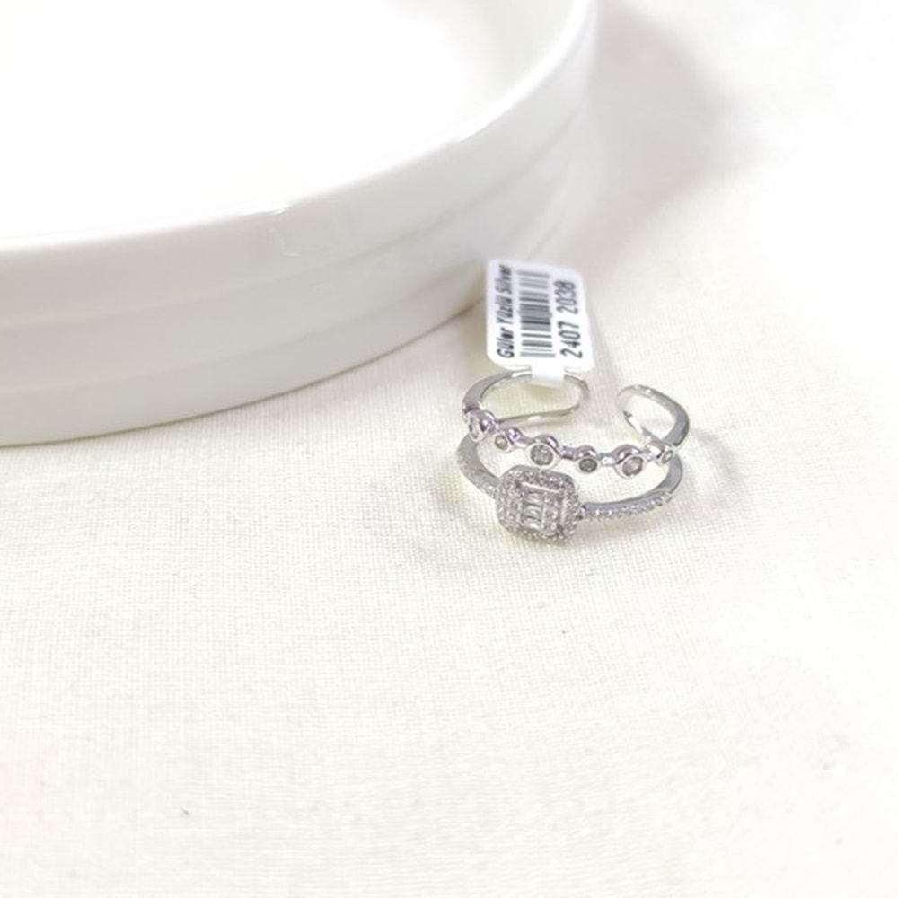 İTHAL BAGET TAŞLI İKİLİ GÜMÜŞ YÜZÜK