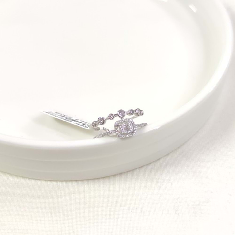 İTHAL BAGET TAŞLI İKİLİ GÜMÜŞ YÜZÜK