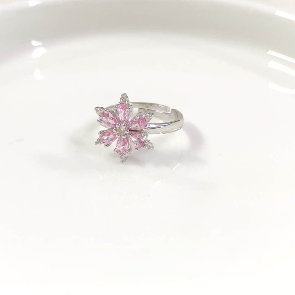 PEMBE ÇİÇEK LOTUS GÜMÜŞ YÜZÜK AYARLANABİLİR