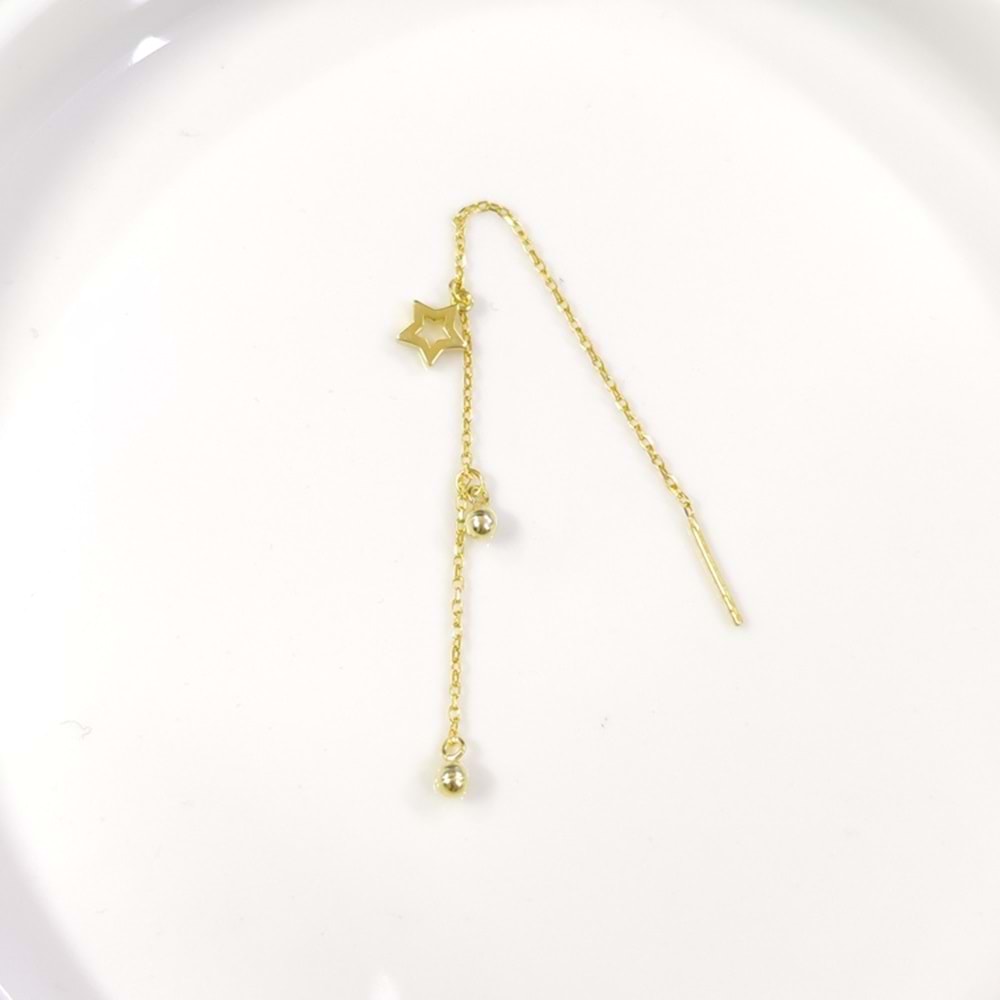 YILDIZ TOP ZİNCİR JAPON TEKLİ GÜMÜŞ KÜPE