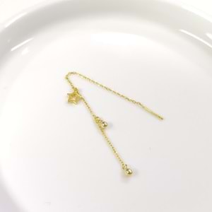 YILDIZ TOP ZİNCİR JAPON TEKLİ GÜMÜŞ KÜPE