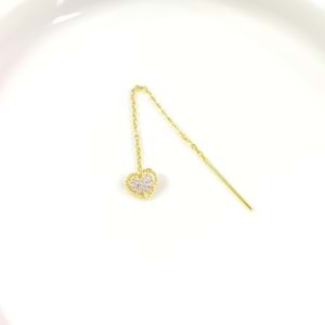 TEKLİ TAŞLI KALP JAPON ZİNCİR GÜMÜŞ KÜPE