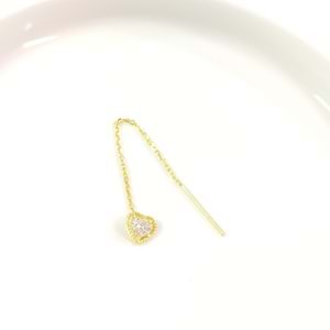 TEKLİ TAŞLI KALP JAPON ZİNCİR GÜMÜŞ KÜPE