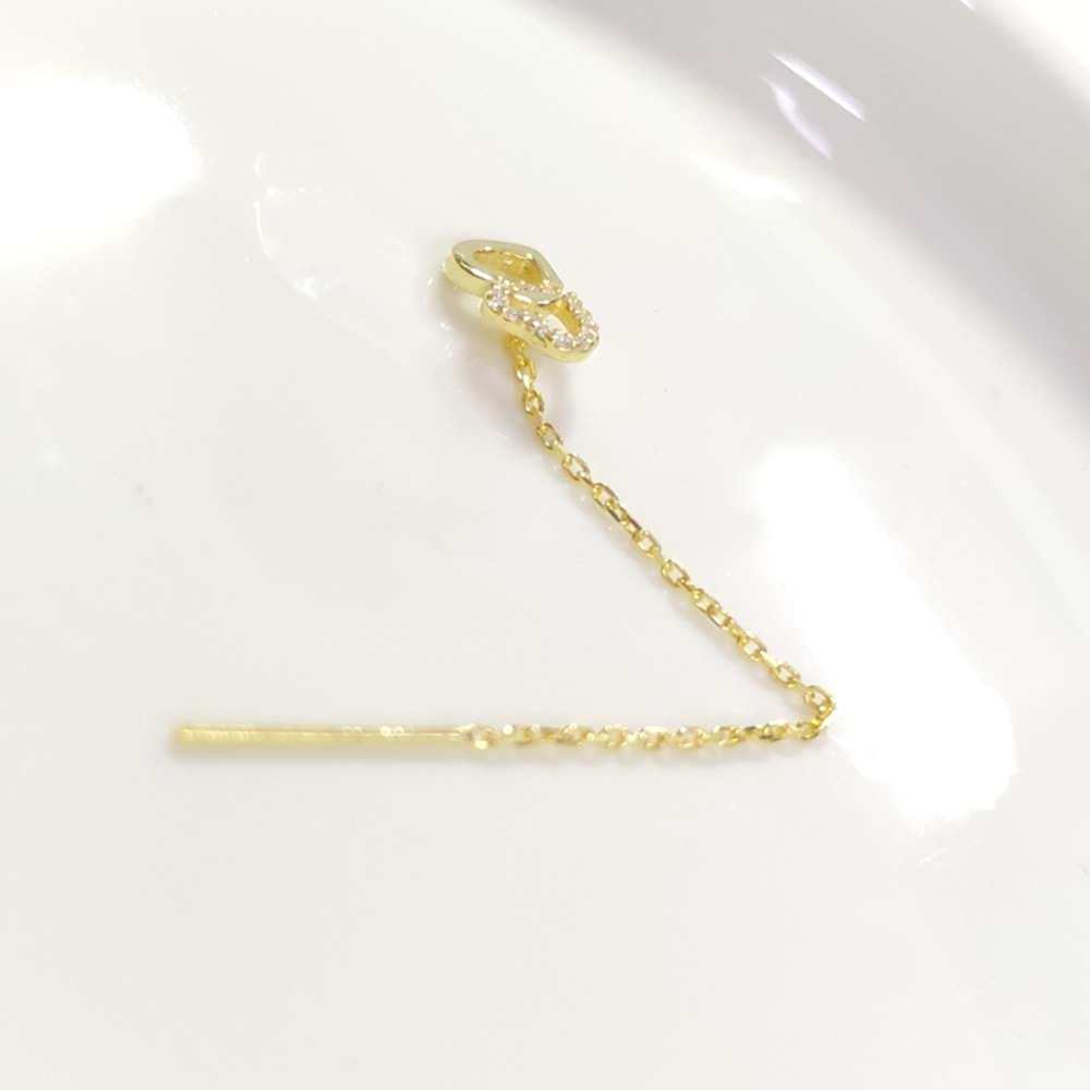 TEKLİ KALPLER JAPON ZİNCİR GÜMÜŞ KÜPE