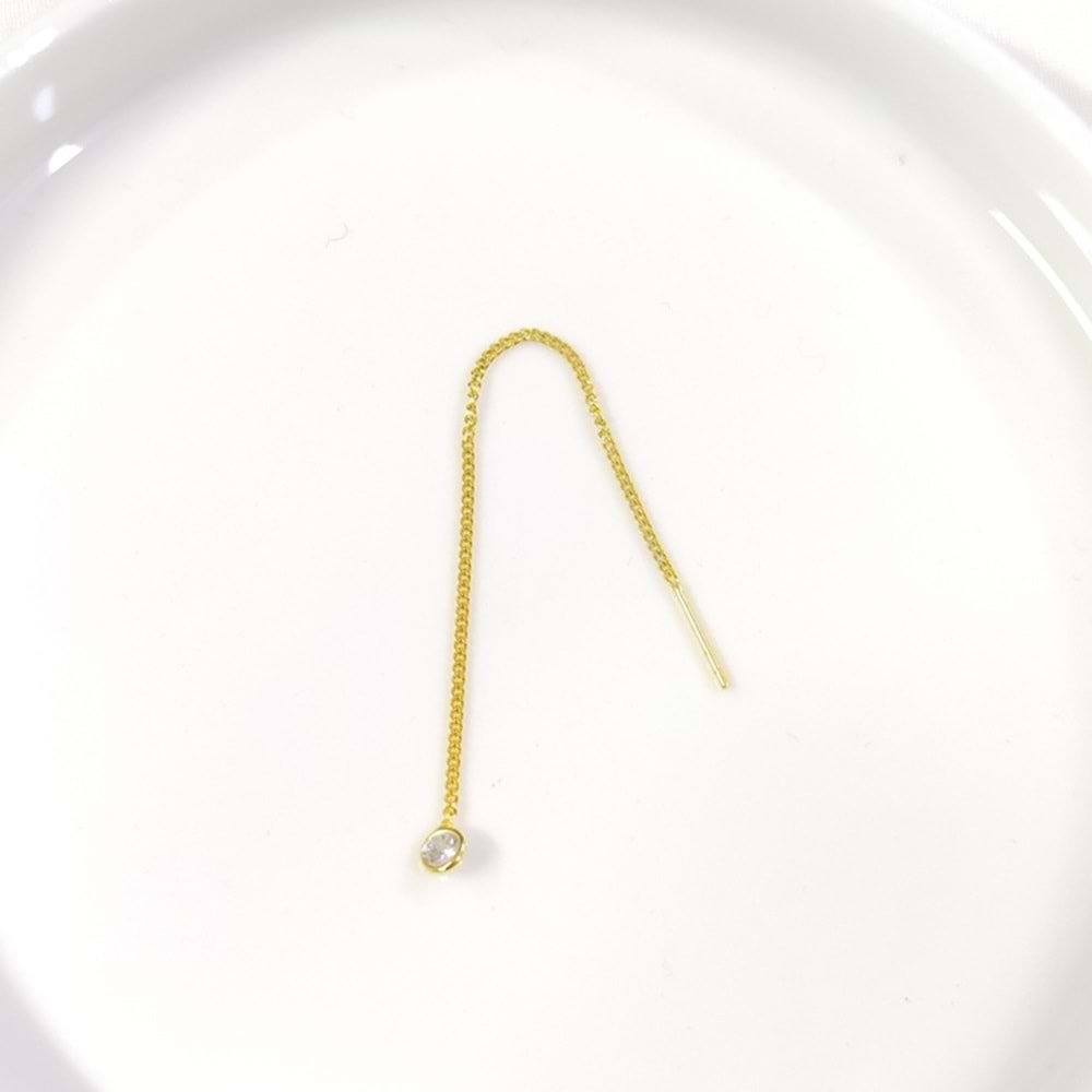 TEKLİ TEK TAŞLI JAPON GURMET ZİNCİR GÜMÜŞ KÜPE