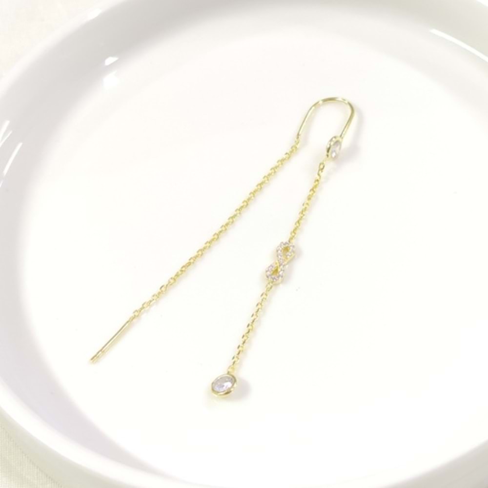 ZİNCİRLİ SONSUZLUK JAPON TEK GÜMÜŞ KÜPE