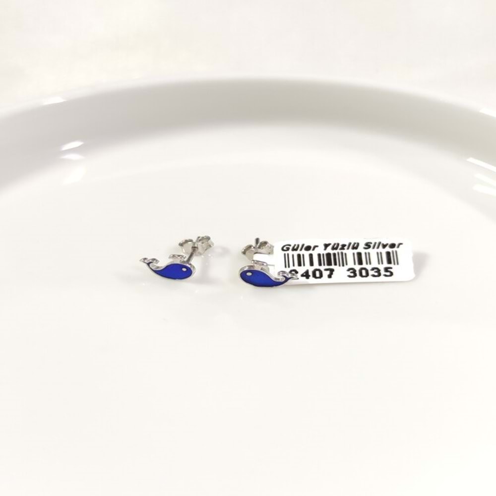 8 MM MİNELİ YUNUS GÜMÜŞ ÇİVİ KÜPE