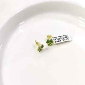 8 MM MİNELİ YONCA GÜMÜŞ ÇİVİ KÜPE