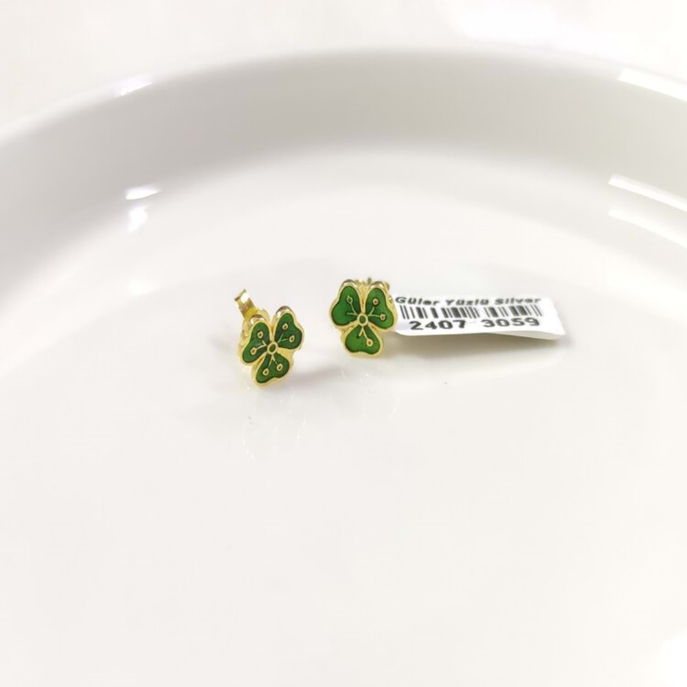 8 MM MİNELİ YONCA GÜMÜŞ ÇİVİ KÜPE