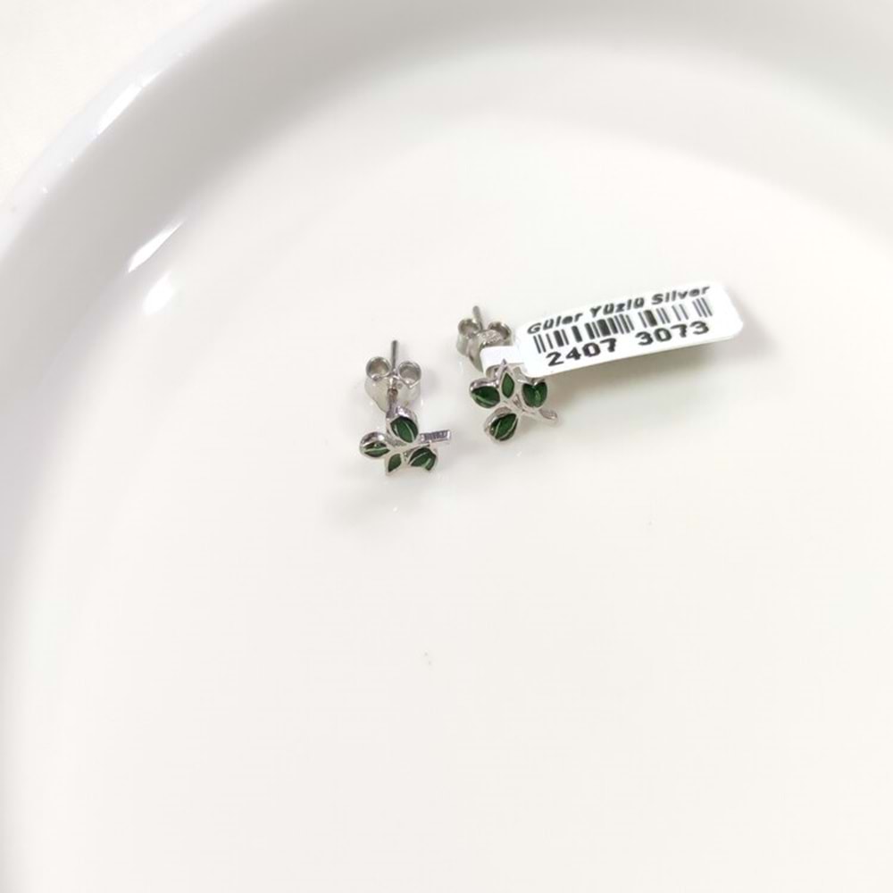 8 MM MİNELİ ÇINAR GÜMÜŞ ÇİVİ KÜPE