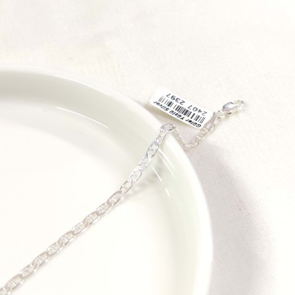 3,20 MM BARLI GÜMÜŞ ERKEK BİLEKLİK 20 CM