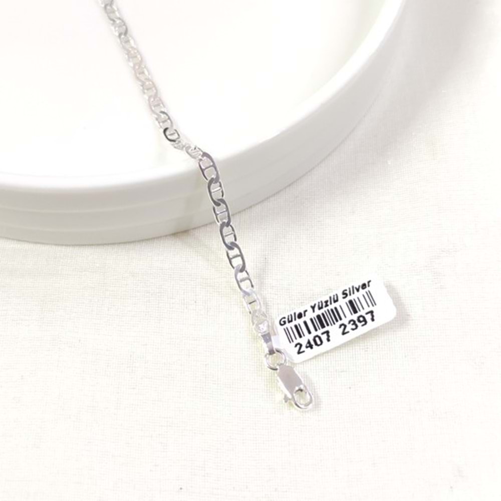 3,20 MM BARLI GÜMÜŞ ERKEK BİLEKLİK 20 CM