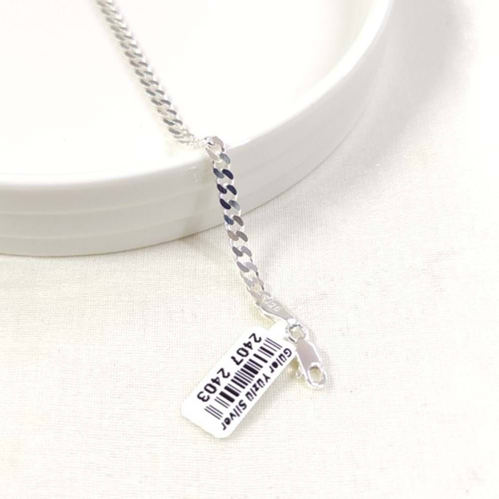 3,50 MM ERKEK ZİNCİR GURMET GÜMÜŞ BİLEKLİK 19 CM