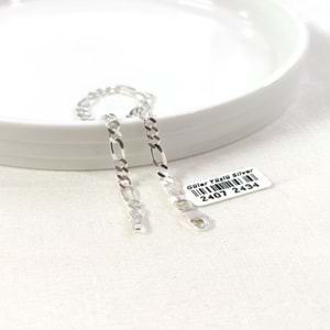 3,5 MM FİGARO GÜMÜŞ ZİNCİR BİLEKLİK 21 CM