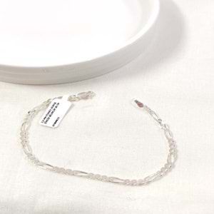 3,5 MM FİGARO GÜMÜŞ ZİNCİR BİLEKLİK 21 CM
