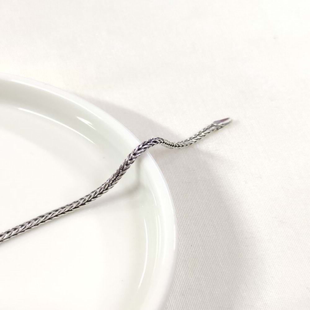2,50 MM GÜMÜŞ TİLKİ KUYRUĞU ZİNCİR BİLEKLİK 20 CM