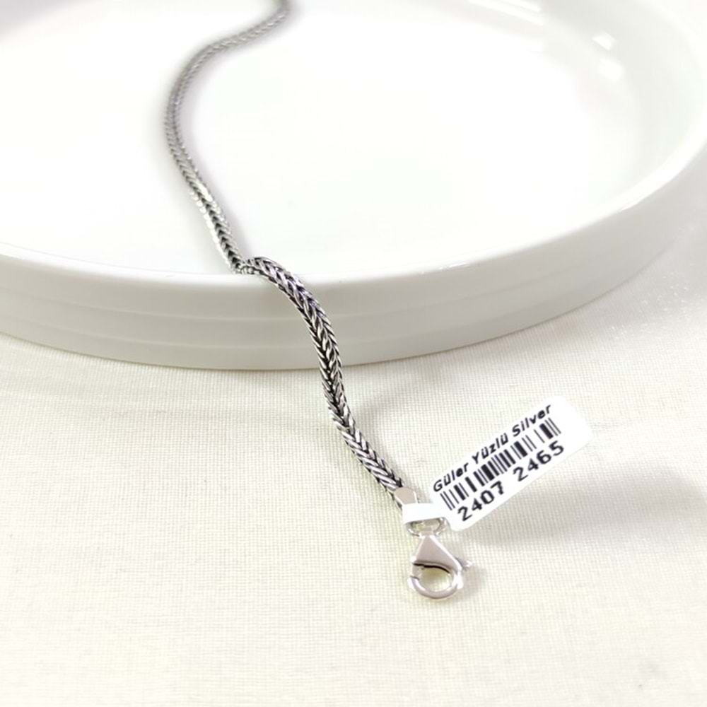 2,50 MM GÜMÜŞ TİLKİ KUYRUĞU ZİNCİR BİLEKLİK 20 CM