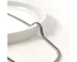 3,30 MM GÜMÜŞ TİLKİ KUYRUĞU YASSI ZİNCİR KOLYE 65 CM