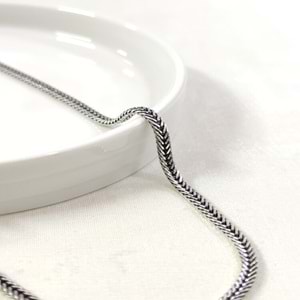 3,30 MM GÜMÜŞ TİLKİ KUYRUĞU YASSI ZİNCİR KOLYE 65 CM