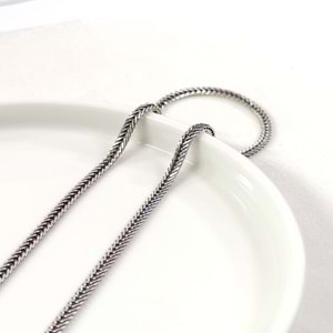 3,30 MM GÜMÜŞ TİLKİ KUYRUĞU YASSI ZİNCİR KOLYE 65 CM