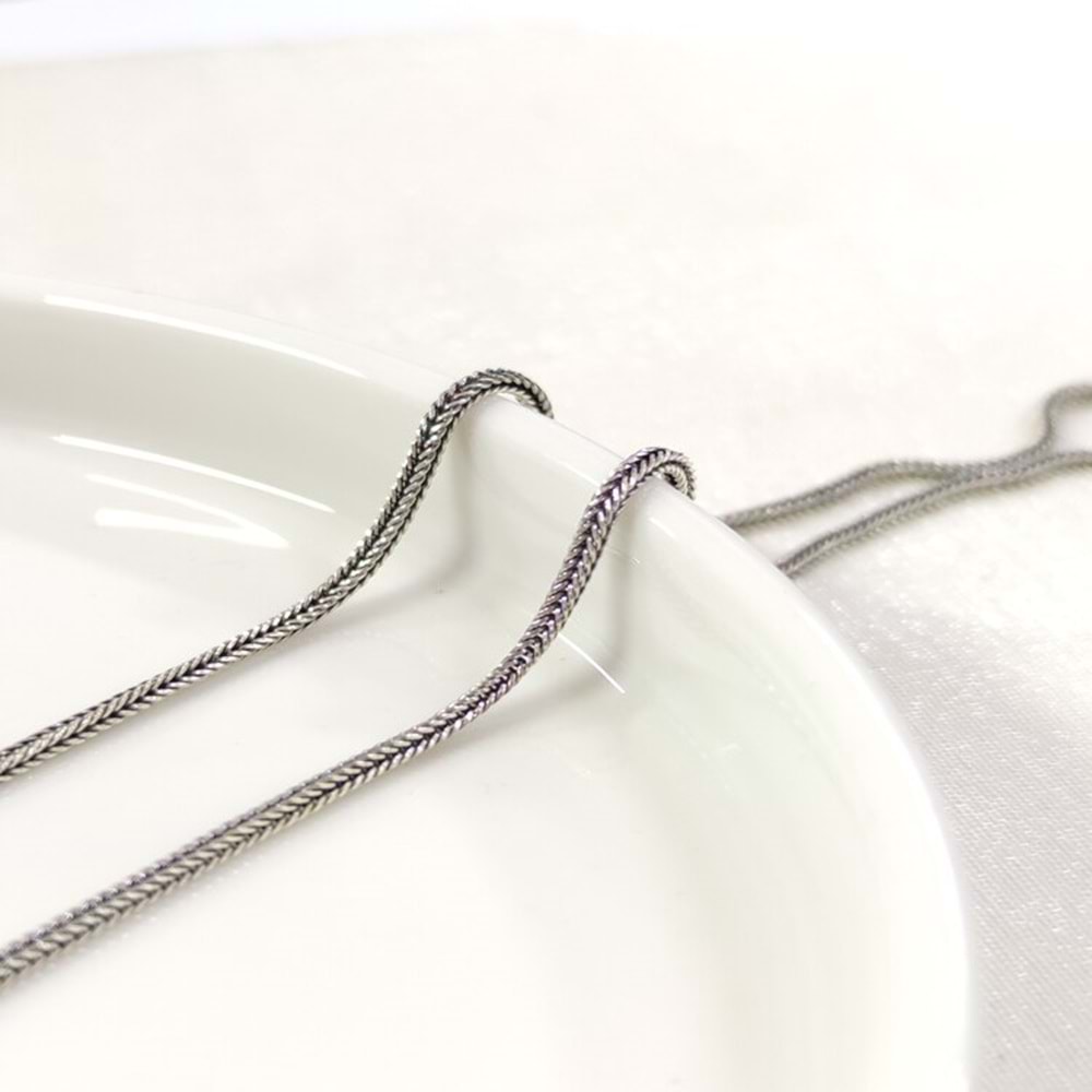 1,60 MM GÜMÜŞ TİLKİ KUYRUĞU KÜP ZİNCİR KOLYE 65 CM