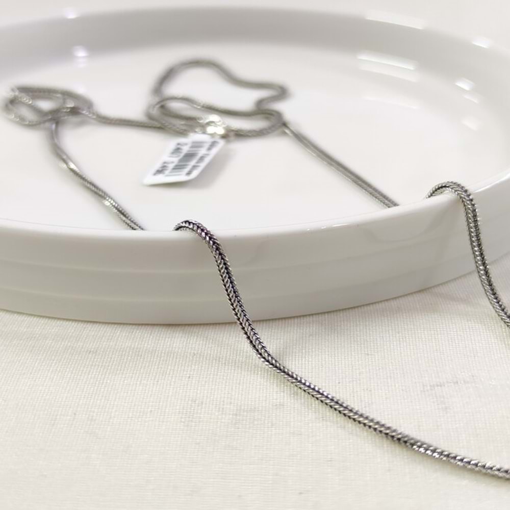 1,60 MM GÜMÜŞ TİLKİ KUYRUĞU KÜP ZİNCİR KOLYE 65 CM