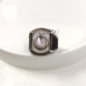 SEDEF DETAY AY YILDIZ GÜMÜŞ ERKEK YÜZÜK