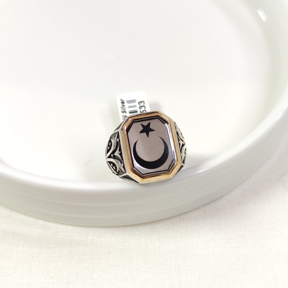 AY YILDIZ GÜMÜŞ ERKEK YÜZÜK - 26