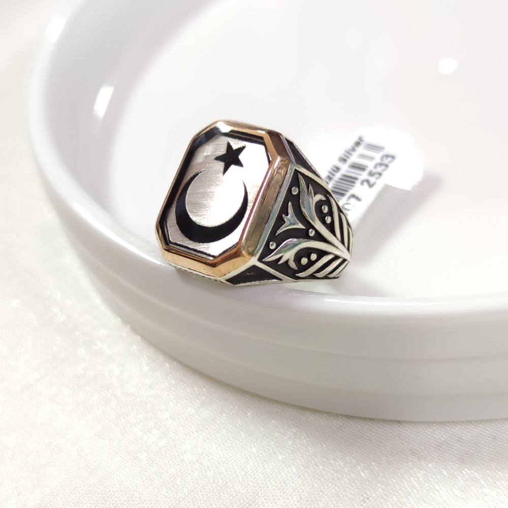 AY YILDIZ GÜMÜŞ ERKEK YÜZÜK - 26