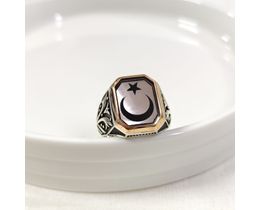 AY YILDIZ GÜMÜŞ ERKEK YÜZÜK