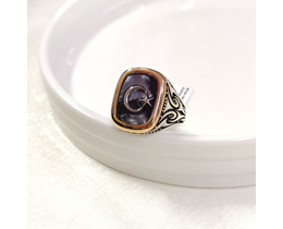 SİYAH DETAY AY YILDIZ GÜMÜŞ ERKEK YÜZÜK