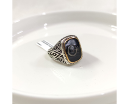 SİYAH DETAY AY YILDIZ GÜMÜŞ ERKEK YÜZÜK