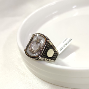 SEDEF DETAY AY YILDIZ GÜMÜŞ ERKEK YÜZÜK