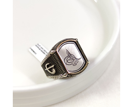 ELİF VAV DETAY TUĞRA GÜMÜŞ ERKEK YÜZÜK