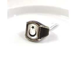 AY YILDIZ GÜMÜŞ ERKEK YÜZÜK